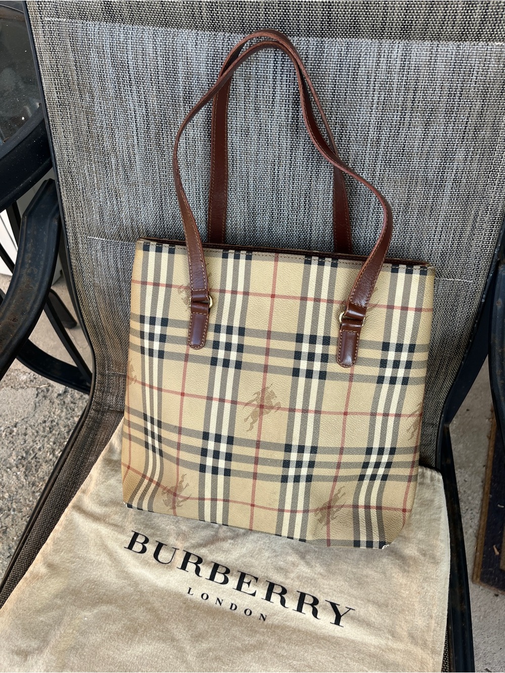 Vintage Burberry London Haymarket Check Small Tote
